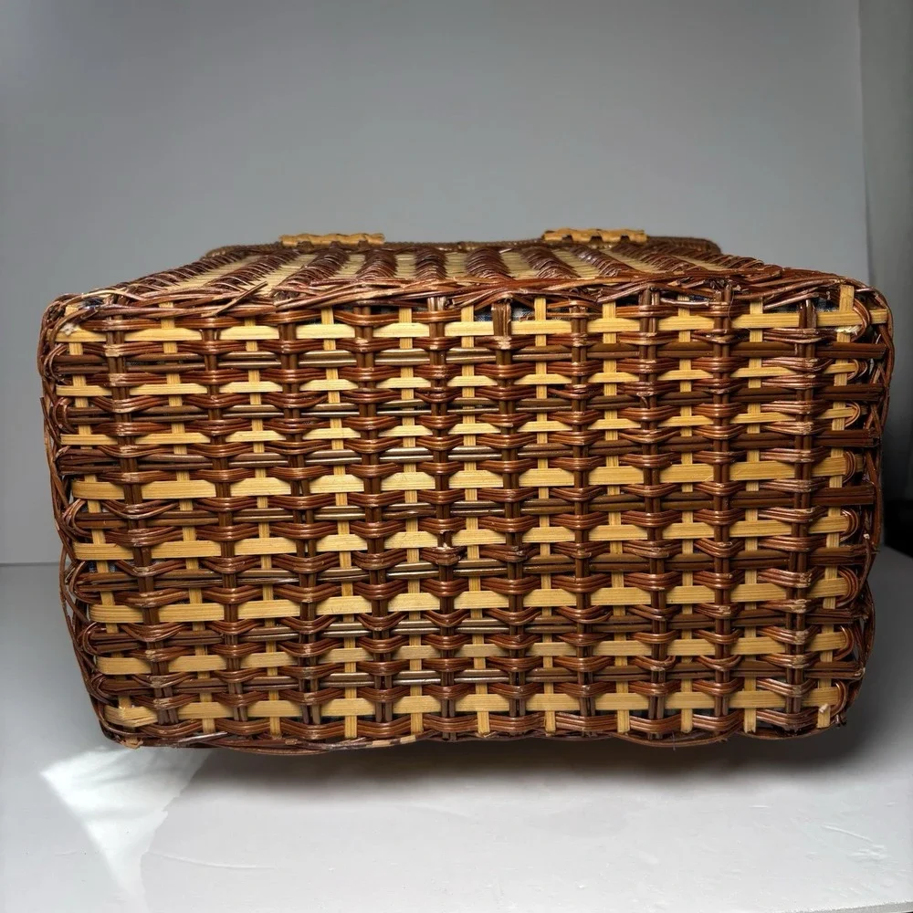 Pierre Cardin Polished Wicker Picnic Basket Vintage 1994  7.5 in x‎ 13 in